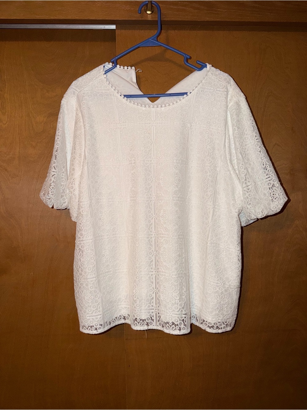 Vince Camuto White Lace Short Sleeve Blouse - Needs A New Button Closure